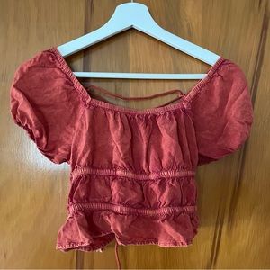 Rebellion Red milkmaid open back blouse